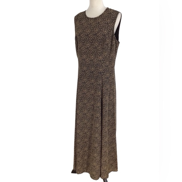 David Warren Black Taupe Vintage Sleeveless Maxi Dress Size 14 NWT - Picture 2 of 11